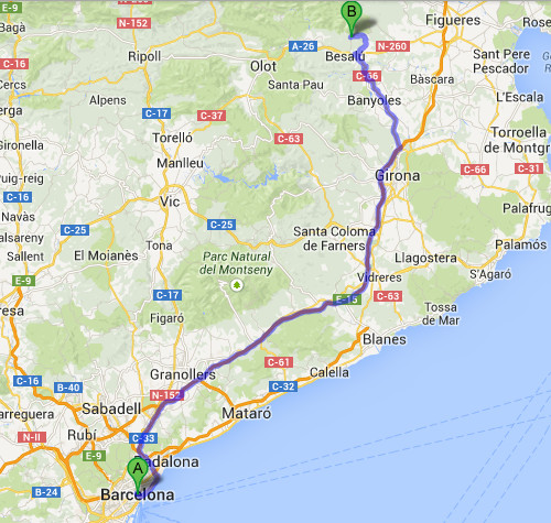 Mapa indicacions Barcelona-Beuda
