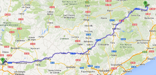 Mapa indicacions Lleida-Beuda